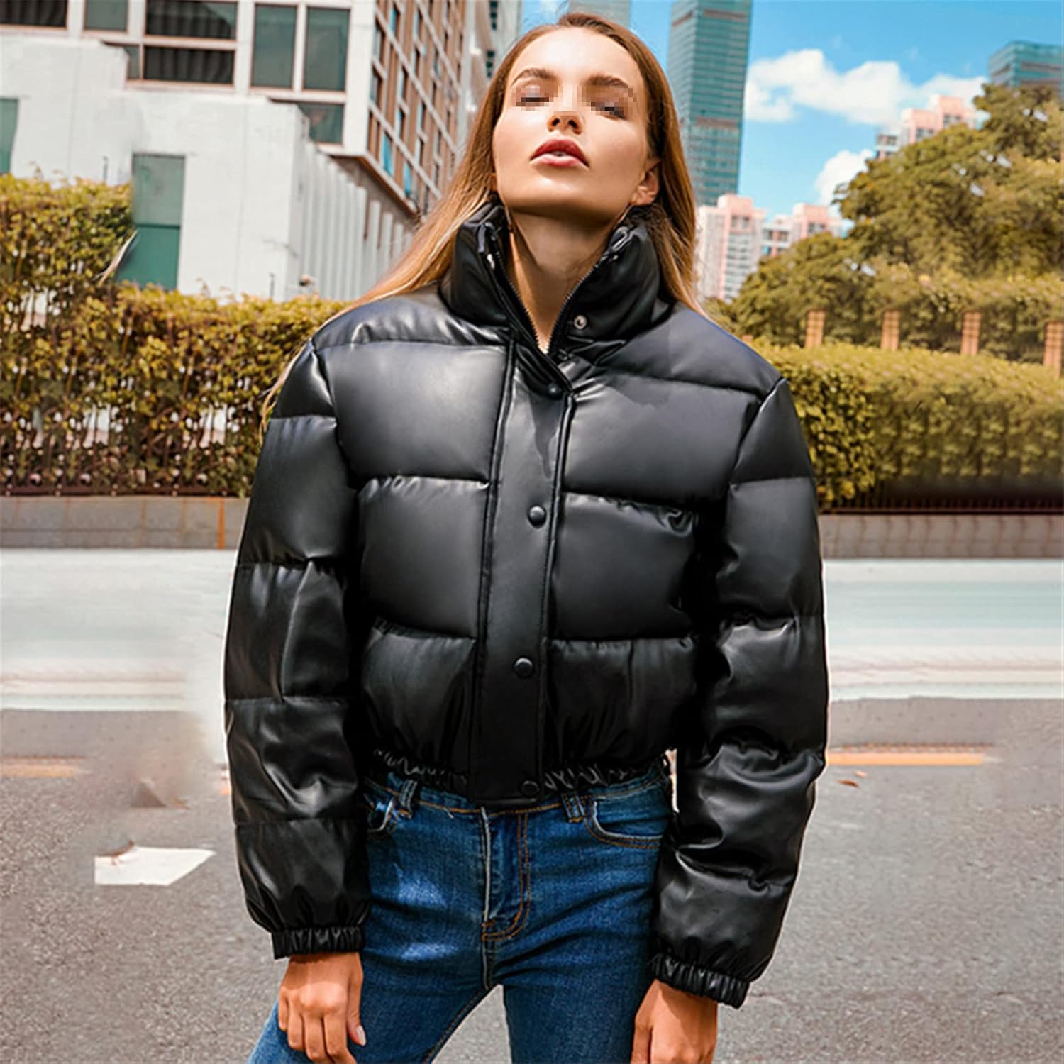 Amazon.com: Winter Warm Thick PU Leather Coats Women Short